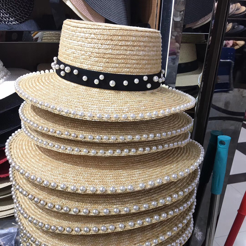 Pearl Straw Big Brimmed Beach Hat - Image 3