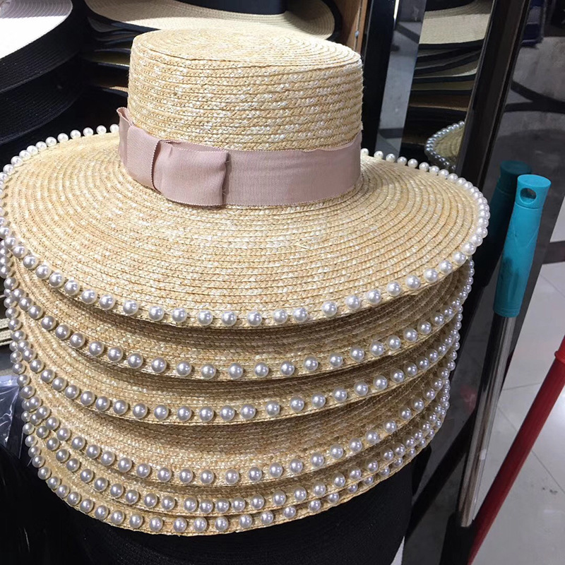 Pearl Straw Big Brimmed Beach Hat - Image 5
