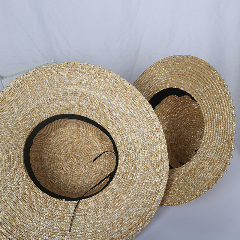 Pearl Straw Big Brimmed Beach Hat - Image 2
