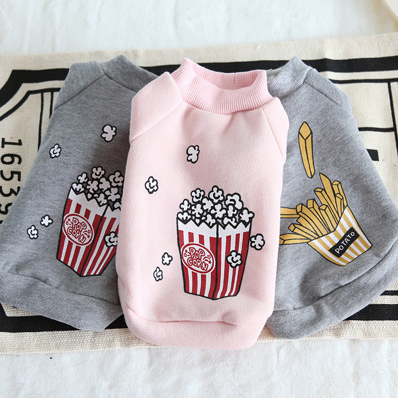 Pet Dog Popcorn Chips Warm Hooded Jacket