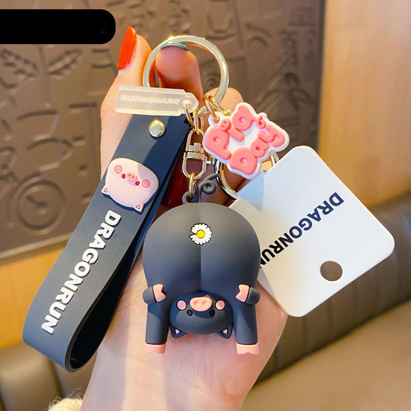 Cute Original Pig Chrysanthemum Keychain - Image 2