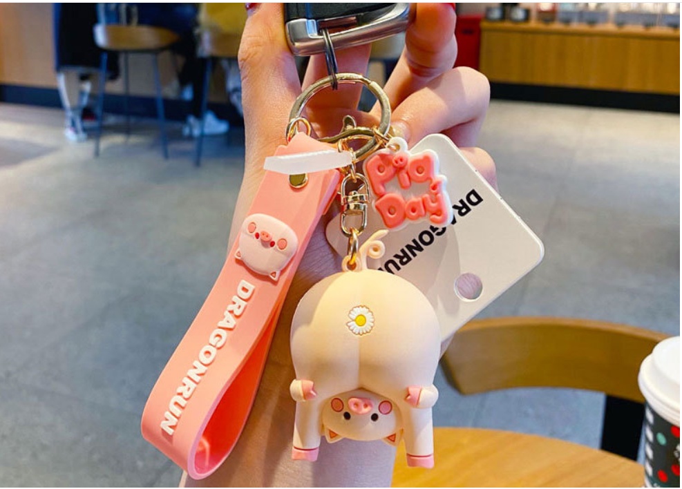 Cute Original Pig Chrysanthemum Keychain - Image 5