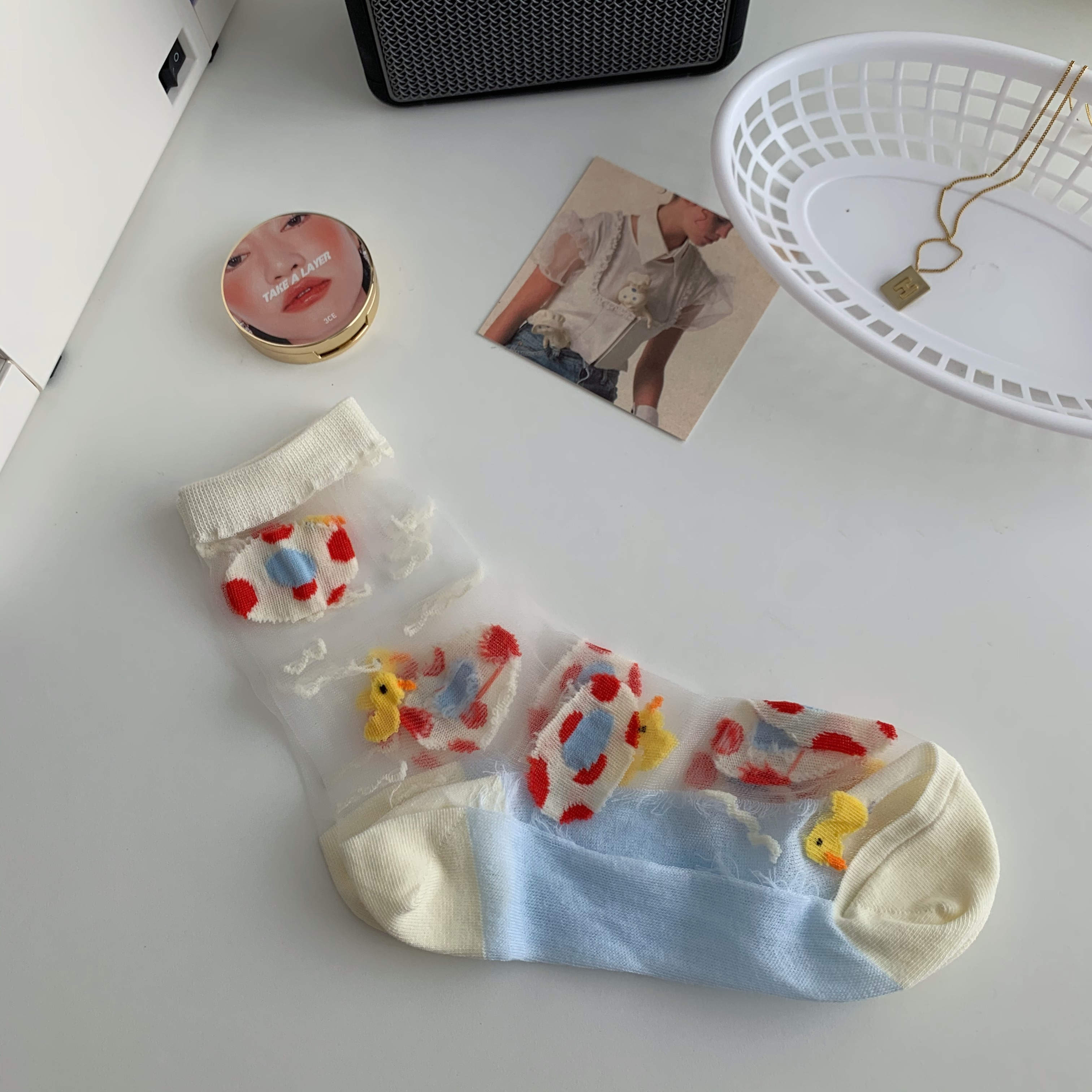 Strawberry Glass Silk Crystal Socks