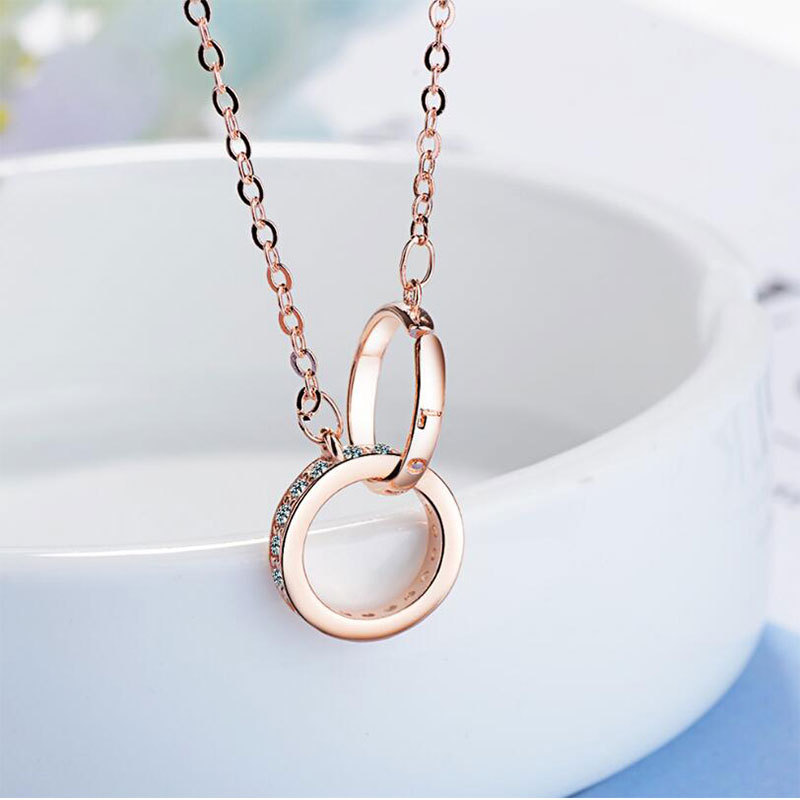 Double Ring Female Zircon Necklace