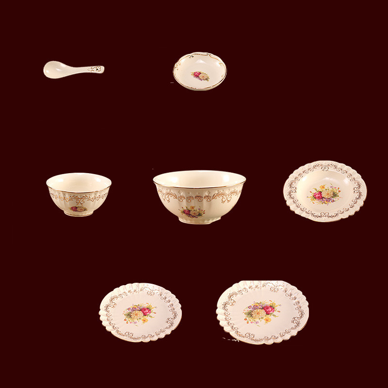 Water-Painted Gold-Rimmed Tableware Set - Image 2