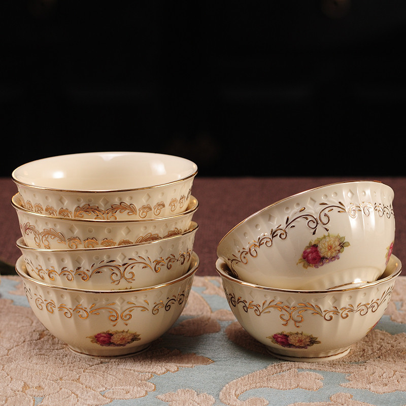 Water-Painted Gold-Rimmed Tableware Set