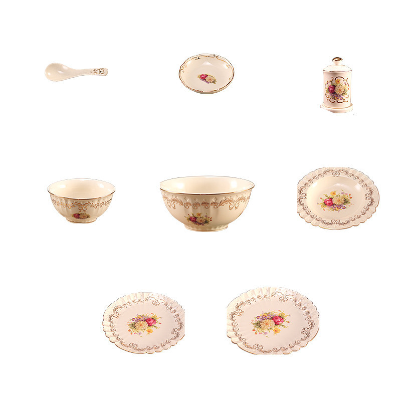 Water-Painted Gold-Rimmed Tableware Set - Image 8