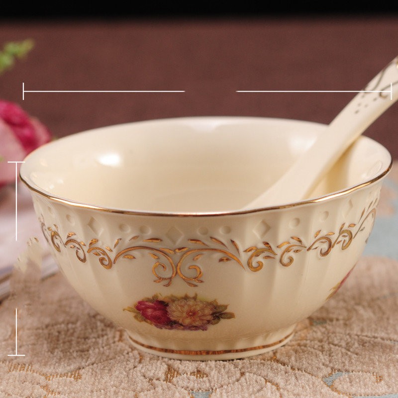 Water-Painted Gold-Rimmed Tableware Set - Image 3