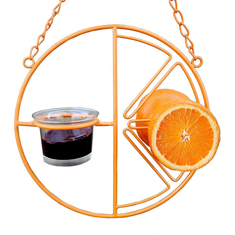 Outdoor Orange Fruit Metal Hanging Bird Feeder