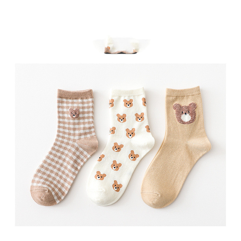 Funny Cute Bear Girls Cotton Sock