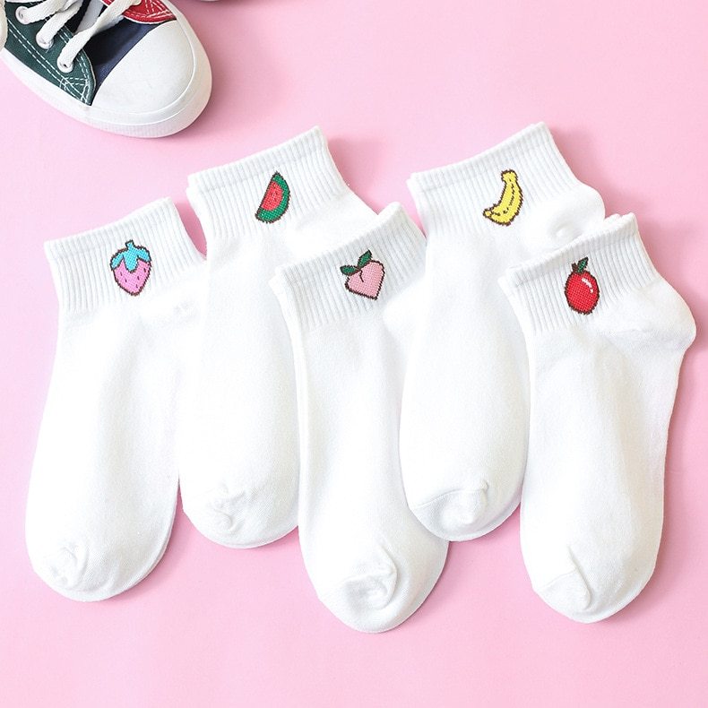 Cute Fruit Printed Cotton Comfortable Socks