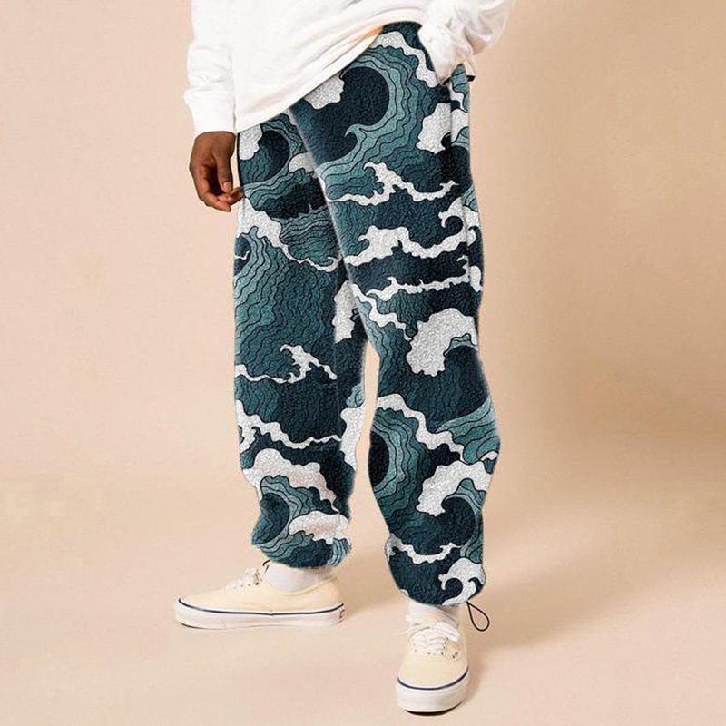 Loose Mid-waist Printed Fall Trousers For Men - Image 8