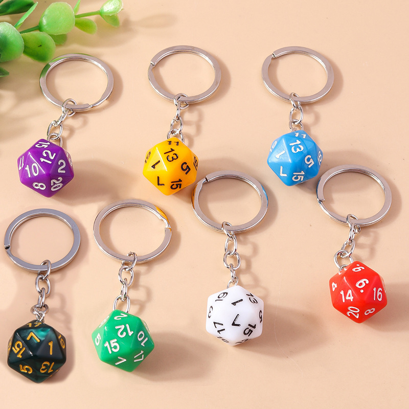 Colorful Multi-Sided Dice Fun Keychain