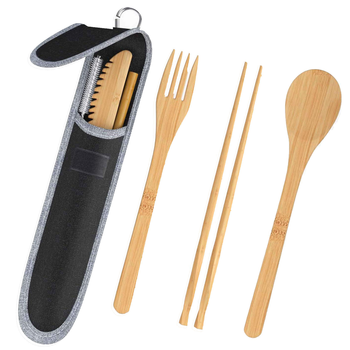 Stainless Steel Portable Travel Bamboo Cutlery Set
