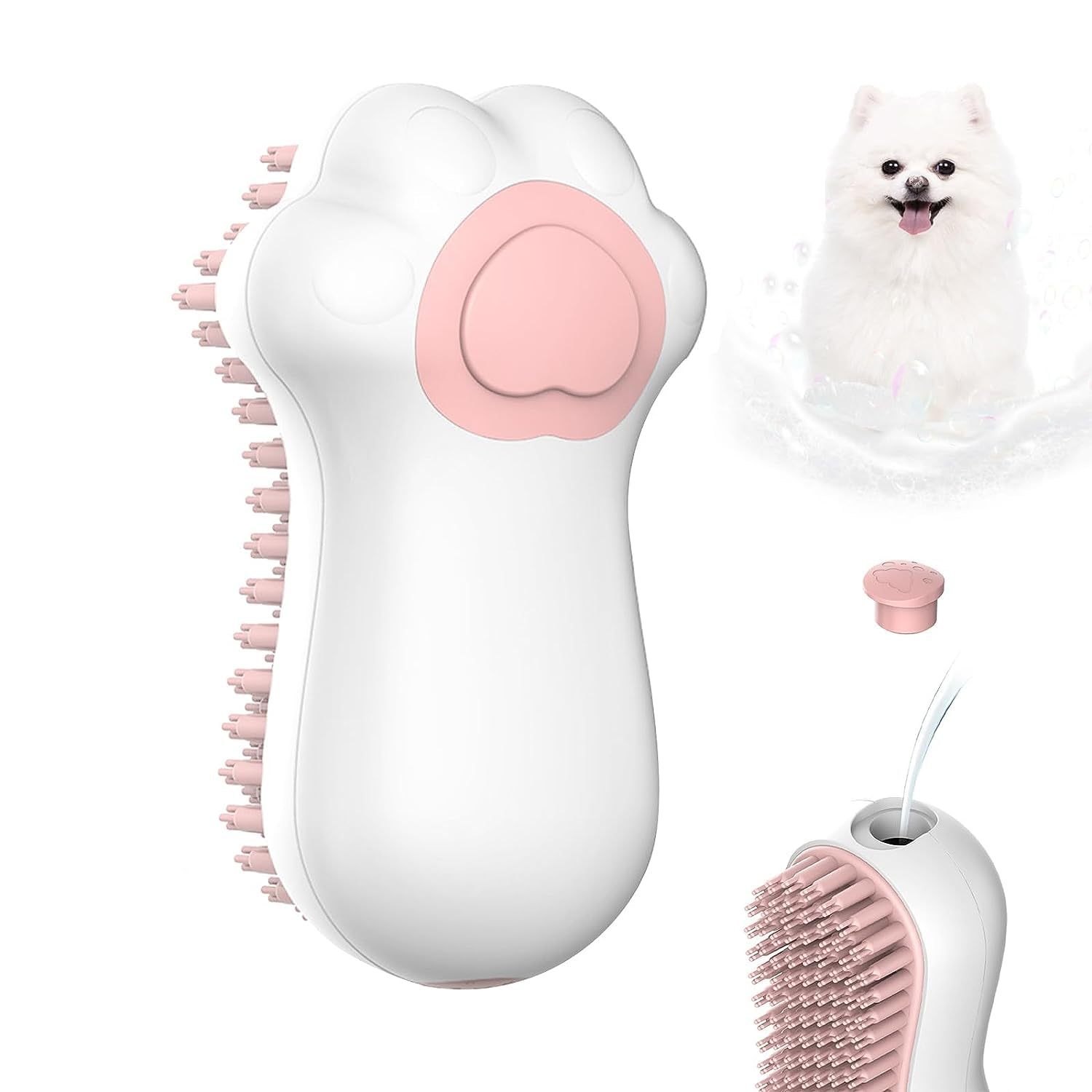 Soft Silicone Bristle Brush With Shampoo Dispenser