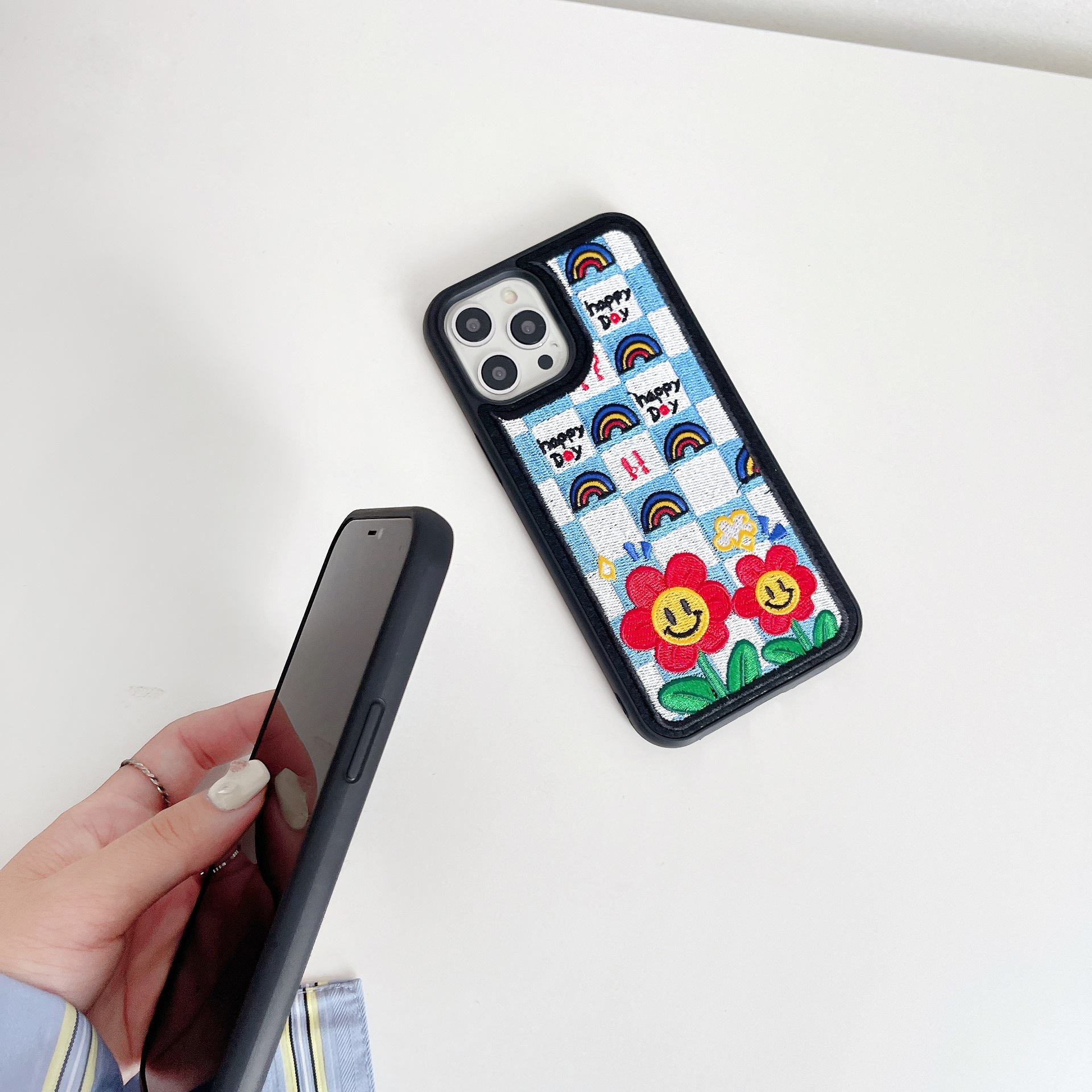 Red Embroidered Flower Phone Case - Image 6