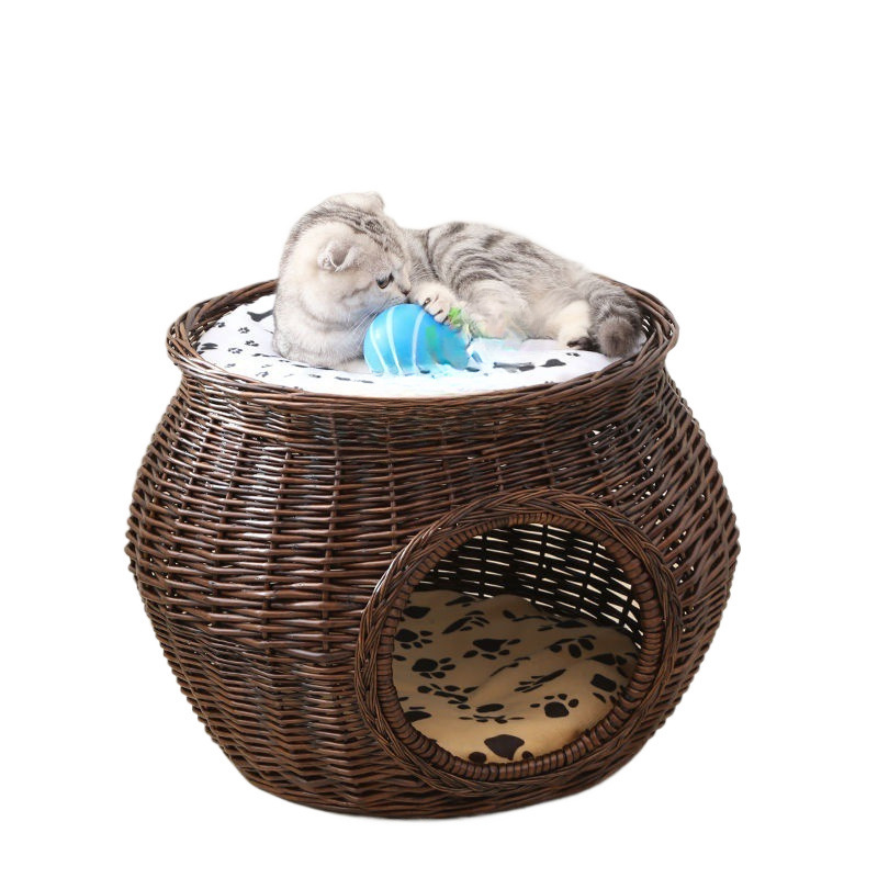 Summer Rattan Cool Wicker Cat House - Image 6