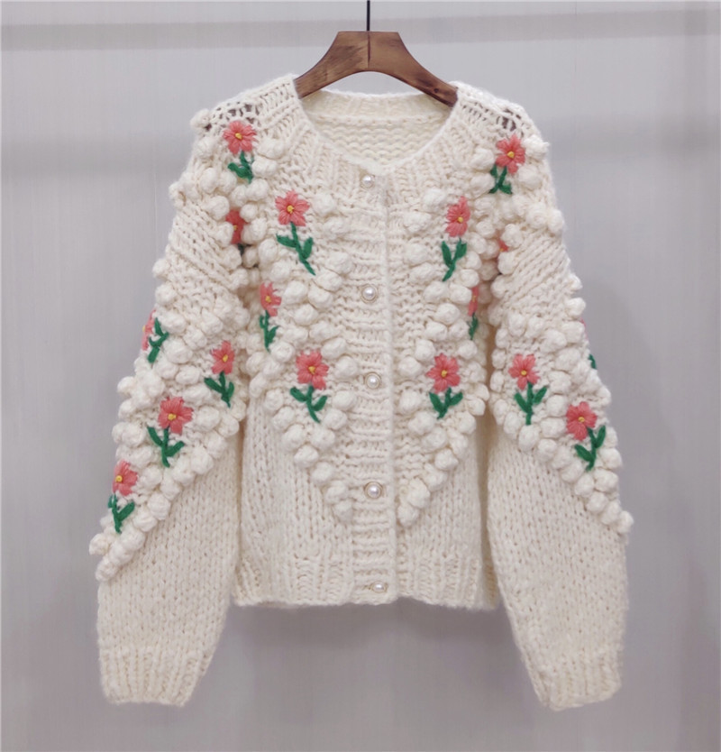 Women's Flower Embroidery Sweater Cardigan - Image 4
