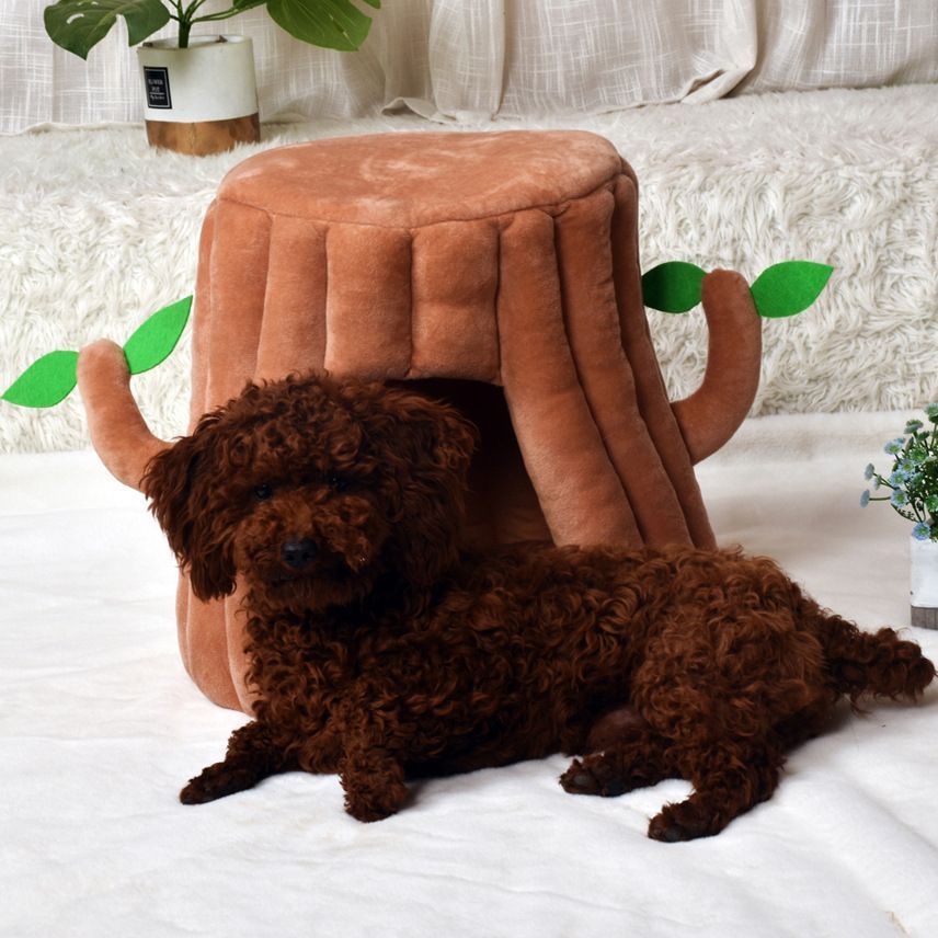 Plush Brown Cat Kennel House - Image 5