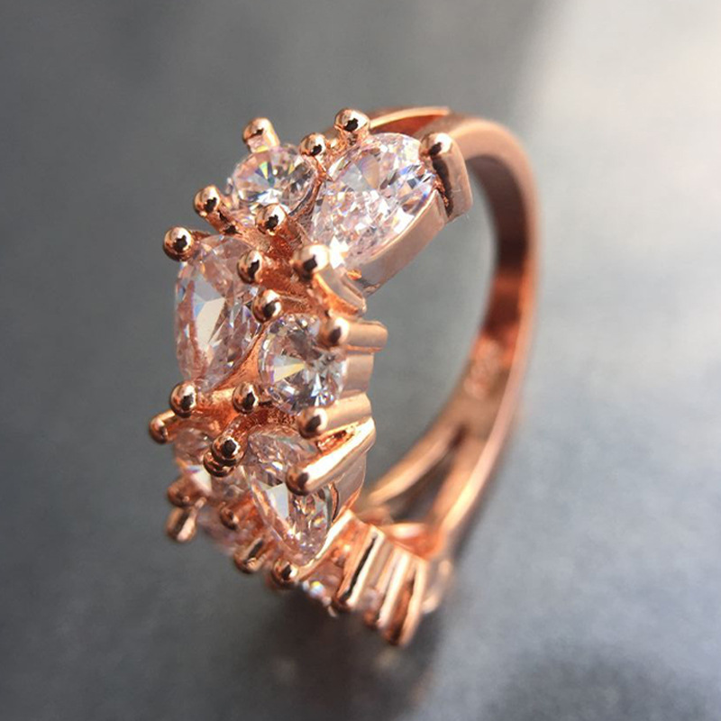 Female Rose Color Zircon Gold Ring - Image 3