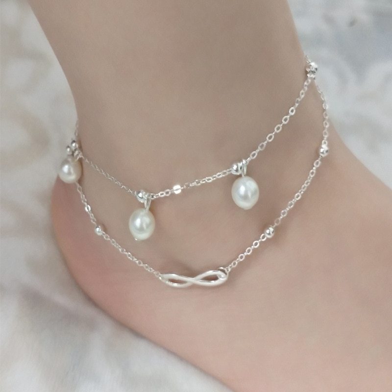 Double Layer Pearl Anklet Handmade Anklet