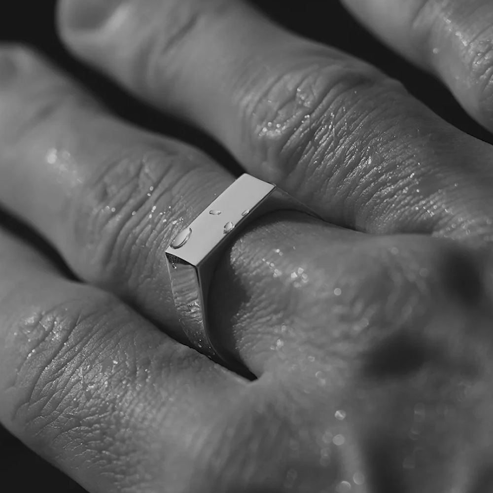 Stainless Steel Strip Glossy Ring Men - Image 4