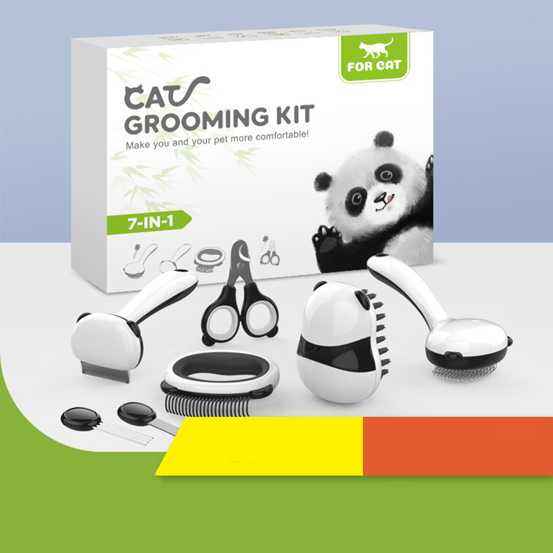 Pet Panda Model Grooming Comb Bathing Brush Set - Image 6