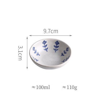 Vintage Blue Flower Ceramic Plates Set - Image 3
