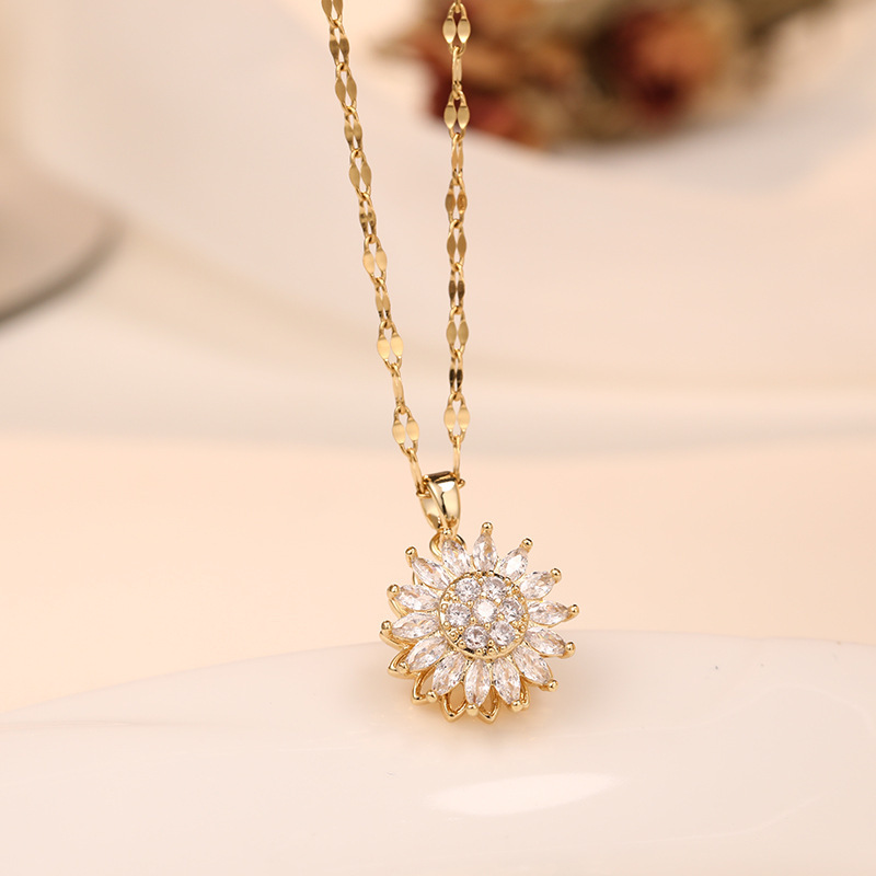 Double-Layer Rotatable Sunflower Necklace - Image 3