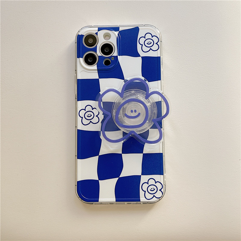 Plaid Smiley Flower Stand Phone Case - Image 6