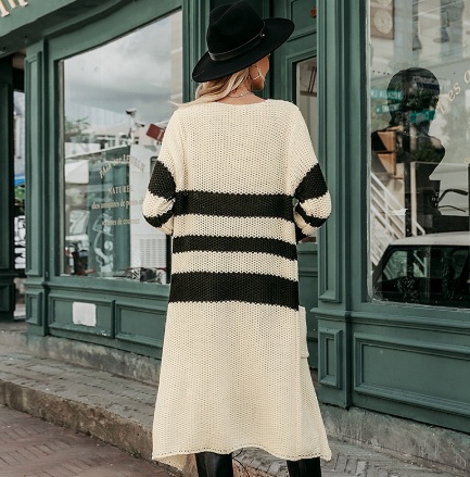 Striped Crew Neck Cardigan - Image 2