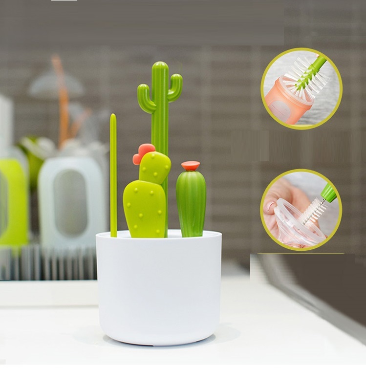 Multifunctional Cleaning Cactus Bottle Brush Set