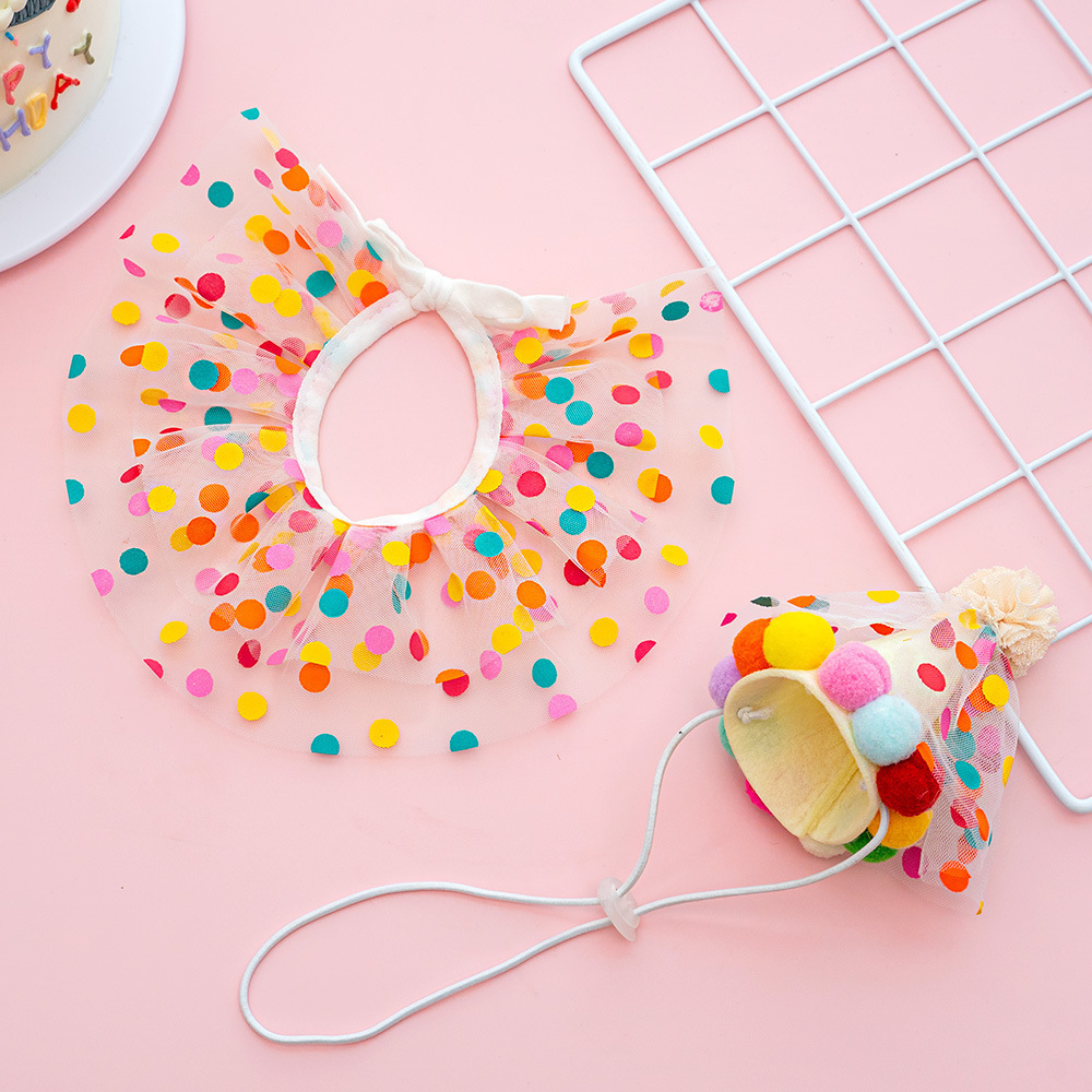 Pet Polka Dot Lace Bib Birthday Suit - Image 3