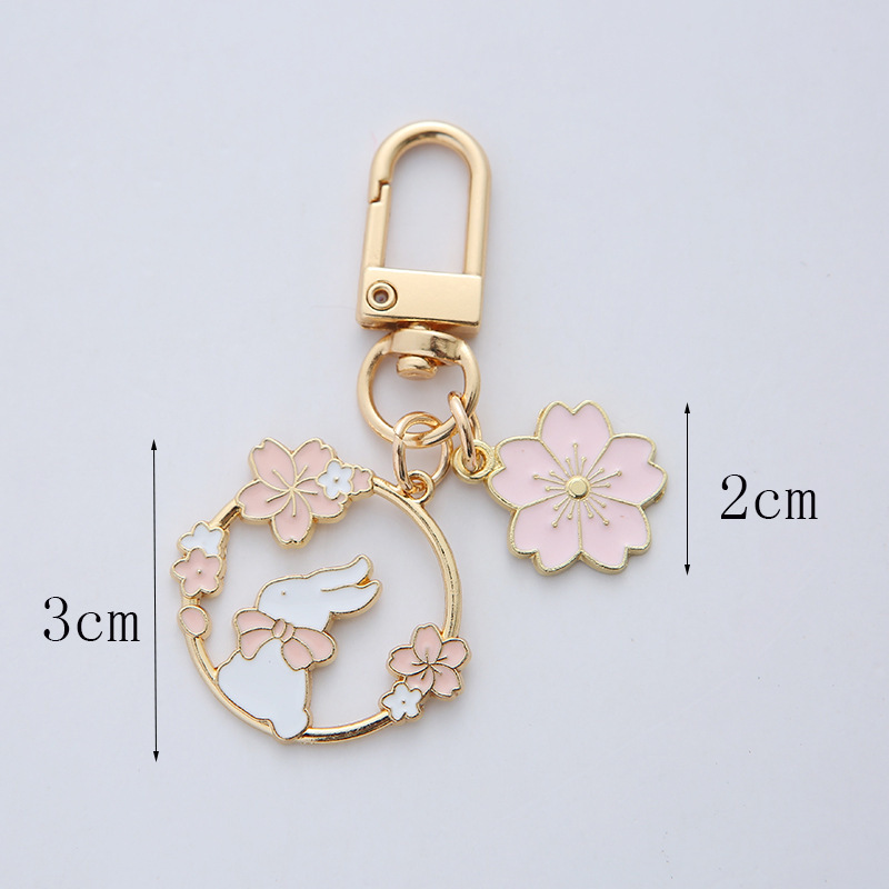 Cute Rabbit Cat Alloy Keychain Pendant - Image 5