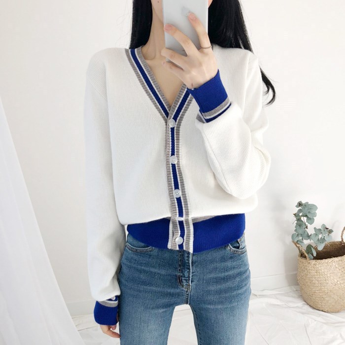 Temperament Colorblock Cardigan Sweater - Image 2