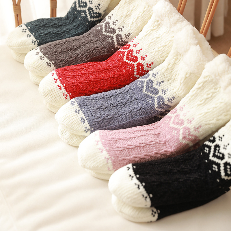 Non-slip Love Knitted Plush Floor Socks - Image 4