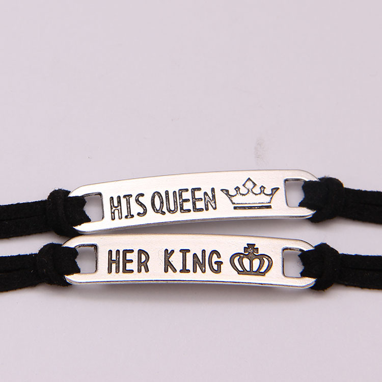 His Queen Her King Alloy Couple Bracelet