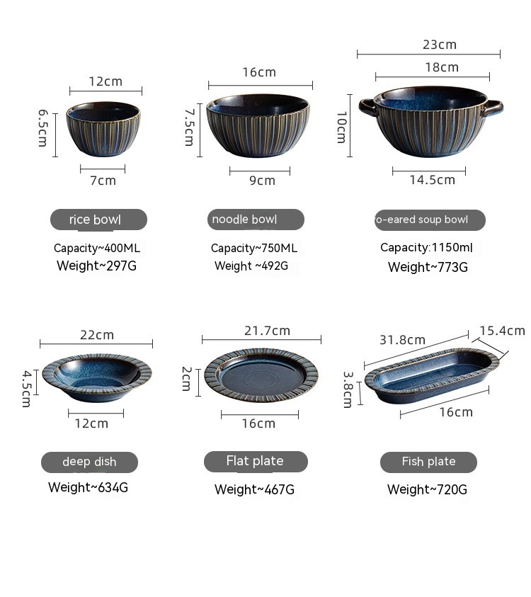 Ceramic Kiln Baked Starry Sky Rice Bowls And Plate - Image 8