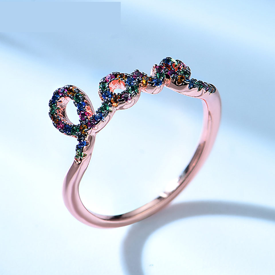 Sterling Silver Rainbow Diamond Ring