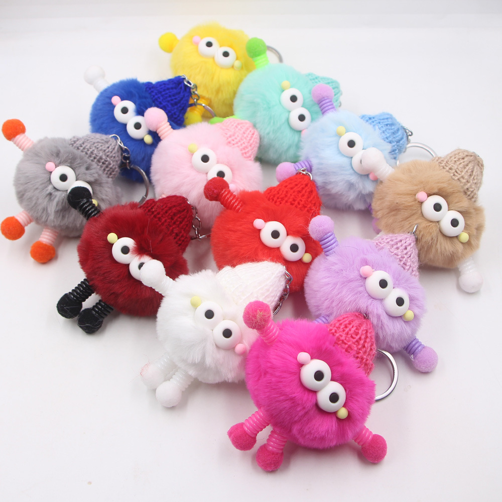 Big Eye Plush Cars Keychain Ornaments