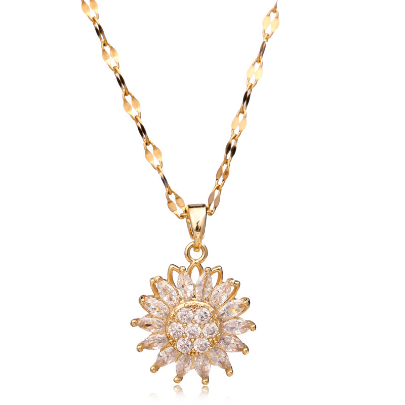 Double-Layer Rotatable Sunflower Necklace - Image 8