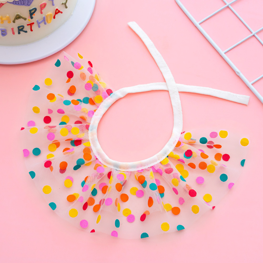 Pet Polka Dot Lace Bib Birthday Suit - Image 2