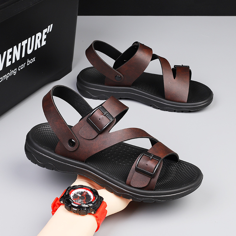 Black Simple Open Toe Trendy Flip-Flops - Image 2