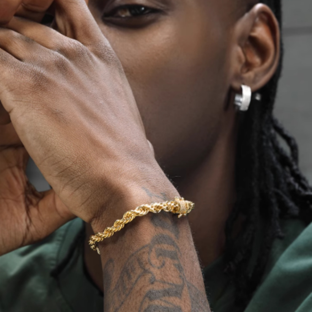 18K Gold Twist Bracelet For Men