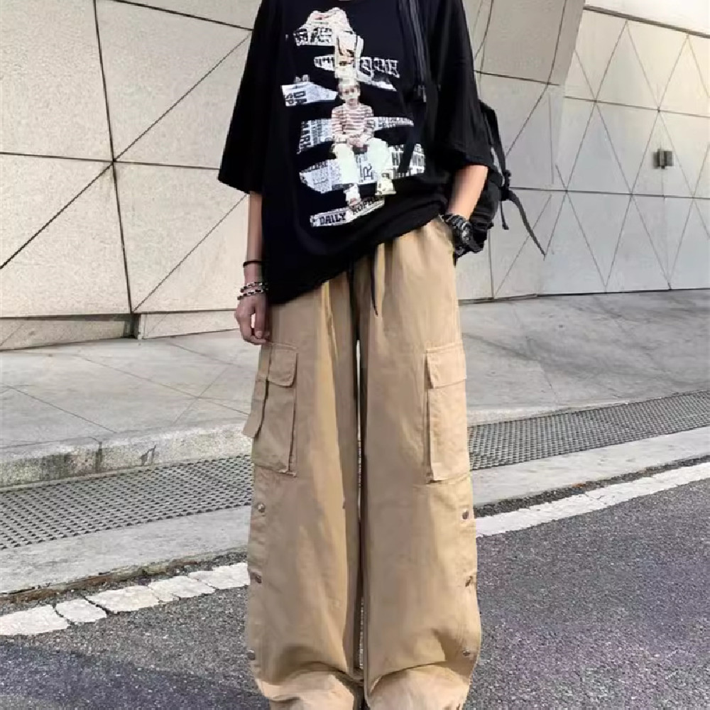 Loose Straight Functional Button Trousers