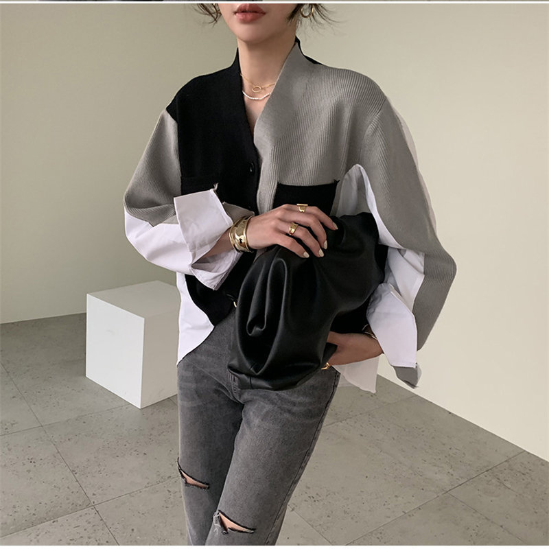 Front Pocket Stitching Knitted Cardigan