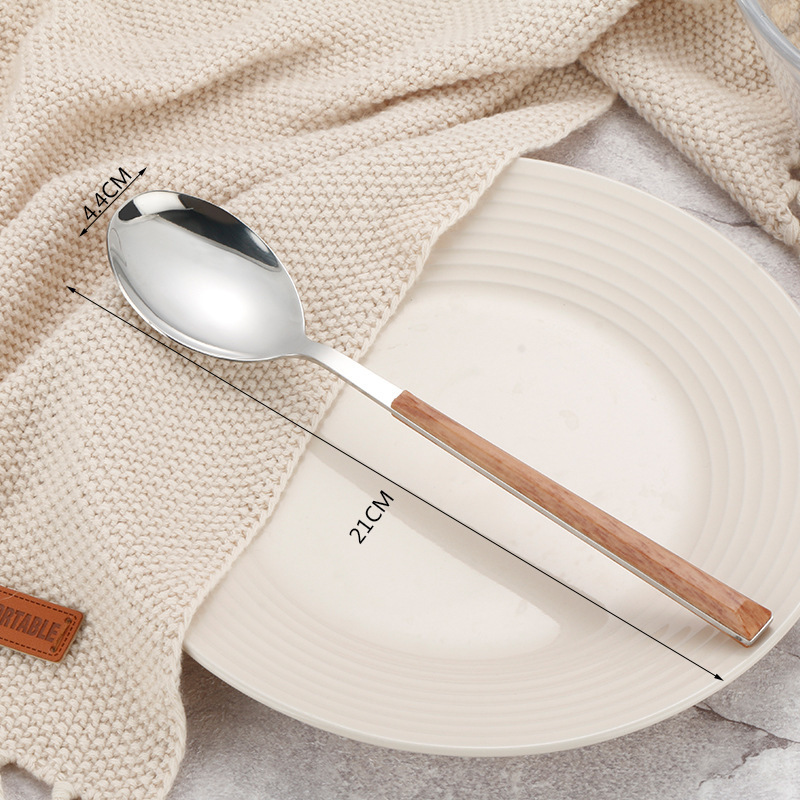 Stainless Steel Imitation Wooden Handle Cutlery Set - Image 5