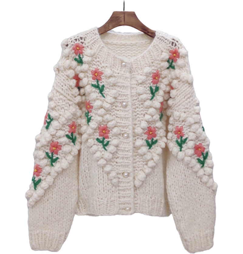 Women's Flower Embroidery Sweater Cardigan - Image 3