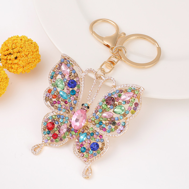 Rhinestone Metal Butterfly Keychain Pendant