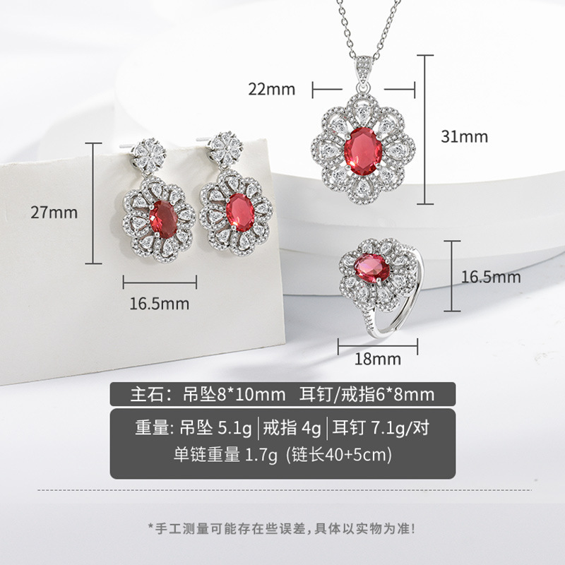 Crystal Shiny Bride Earrings Necklace Suit - Image 4